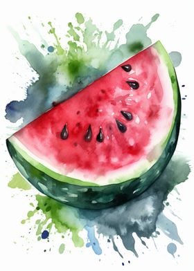 Melon Fruit Watercolor