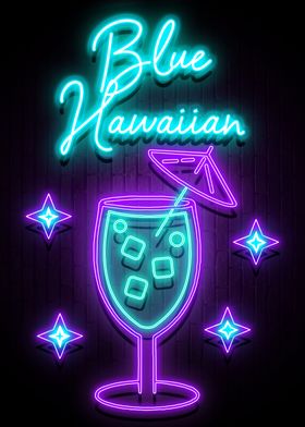 Blue Hawaiian Cocktail Led