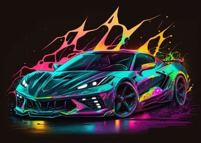 Neon Painted Corvette C8