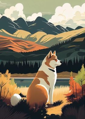 Akita Inu In Nature