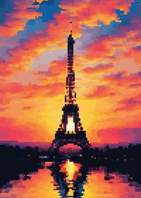 Eiffel tower pixel art