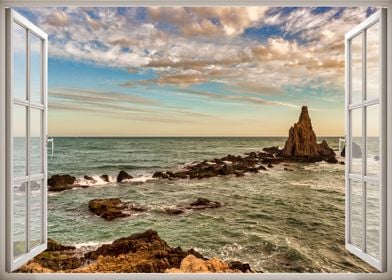 Window view sea landscape