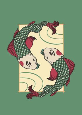 Japanese style koi fish 