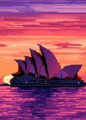 Sydney Opera pixel art