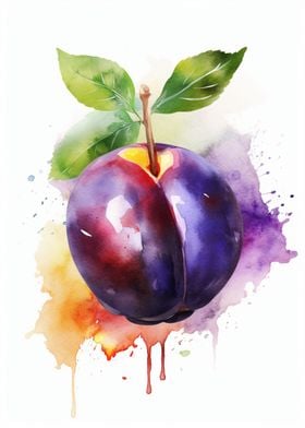 Plum Fruit Watercolor