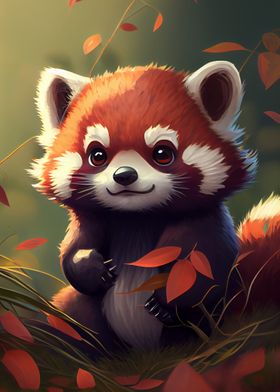 Cute red Panda Animal Art