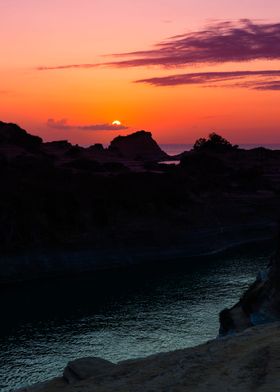 Sunset, sea, Greek island