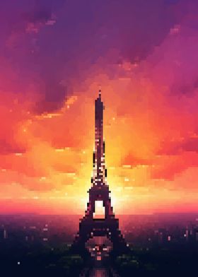 Eiffel tower pixel art