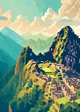 Machu Picchu pixel art