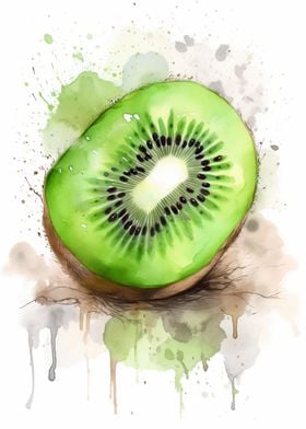 Kiwi Fruit Watercolor