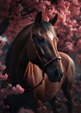 Horse Pink Flowers