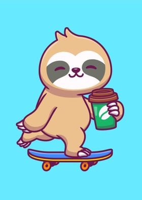 Slothy Coffee Skateboarder