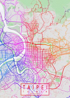 Taipei City Map Colorful