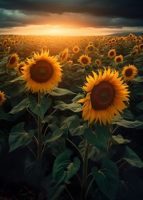 Sunflower Field Clouds