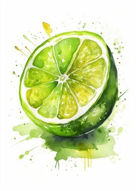 Lime Fruit Watercolor