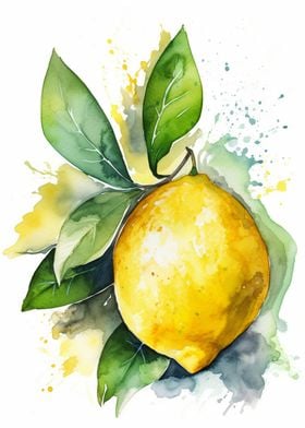 Lemon Fruit Watercolor