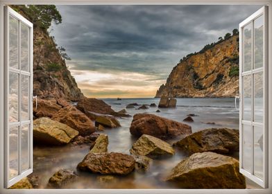 Window view sea landscape