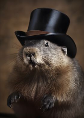 Beaver with top Hat