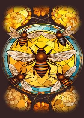 Bee motif on church glass
