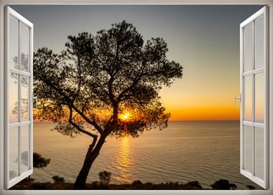 Window view sea landscape