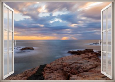 Window view sea landscape