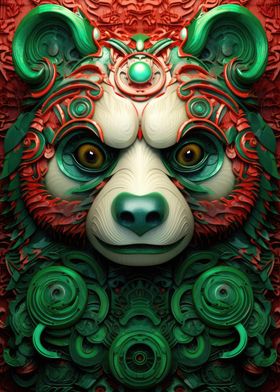 Green Futurist Panda Bear