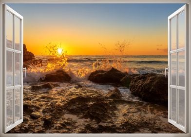 Window view sea landscape