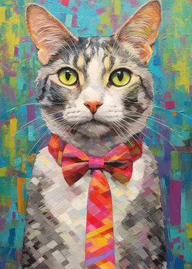 Funky Bowtie Cat Portrait