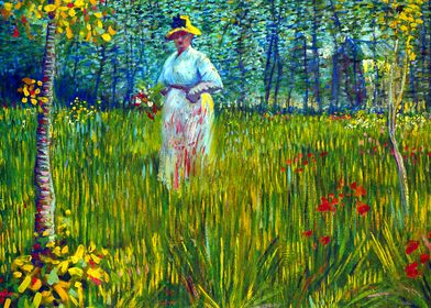 Woman Walking in a Garden