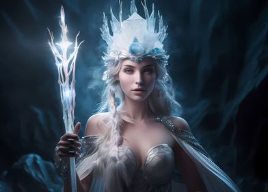 Ice mage with her staff