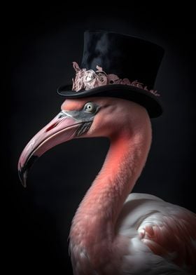 Flamingo with top Hat