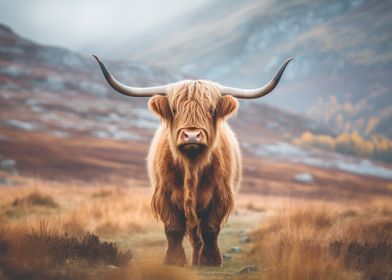 Highland Cow Landscape Art