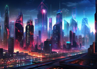 Neon Landscape City