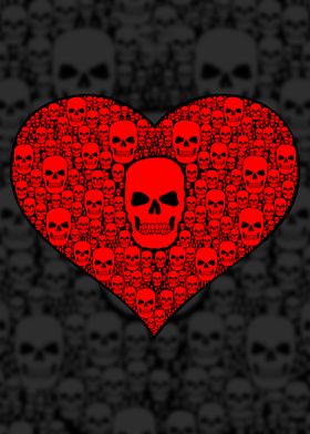  heart made of skulls