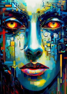 Abstract Art Female Robot