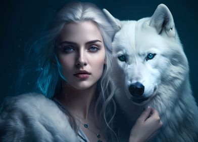 Ice mage and her big wolf