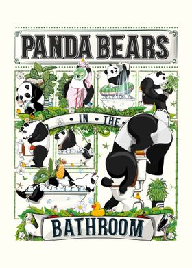 Panda Bears using Bathroom