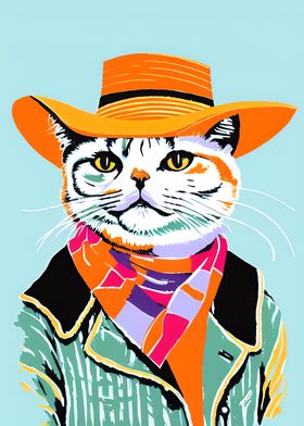 Cowboy Cat Portrait