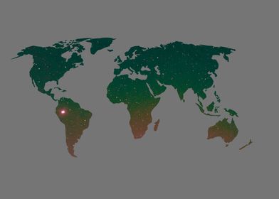 World map green orange