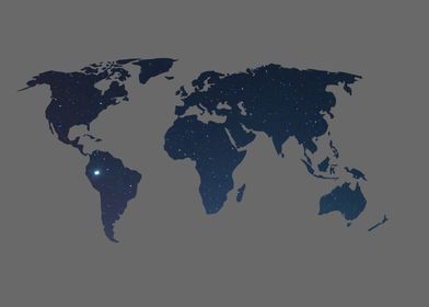 World map blue stars