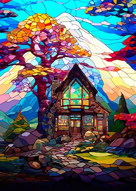 Abstract Art House Tree