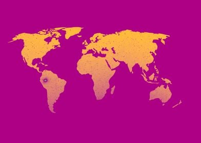 World map yellow purple