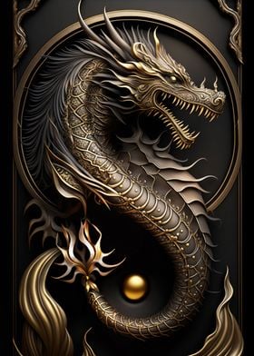 'Golden Dragon Emperor' Poster by Luong Phat | Displate