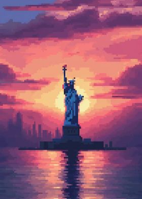 Statue Liberty pixel art