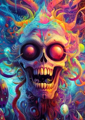 Trippy Psychedelic Skull