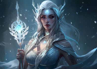 Ice mage with her staff
