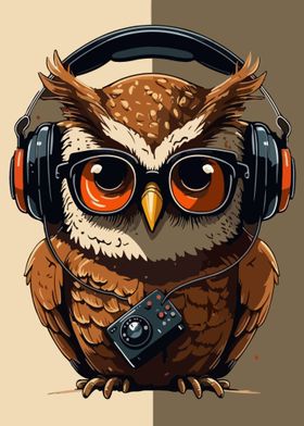 Owl Listening a Music