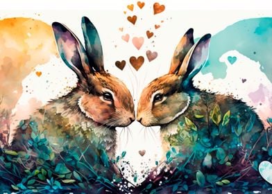 Two rabbit love