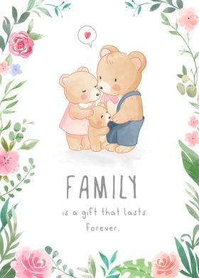 Cute bear lovely family