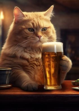 Cat Beer Pub Pint